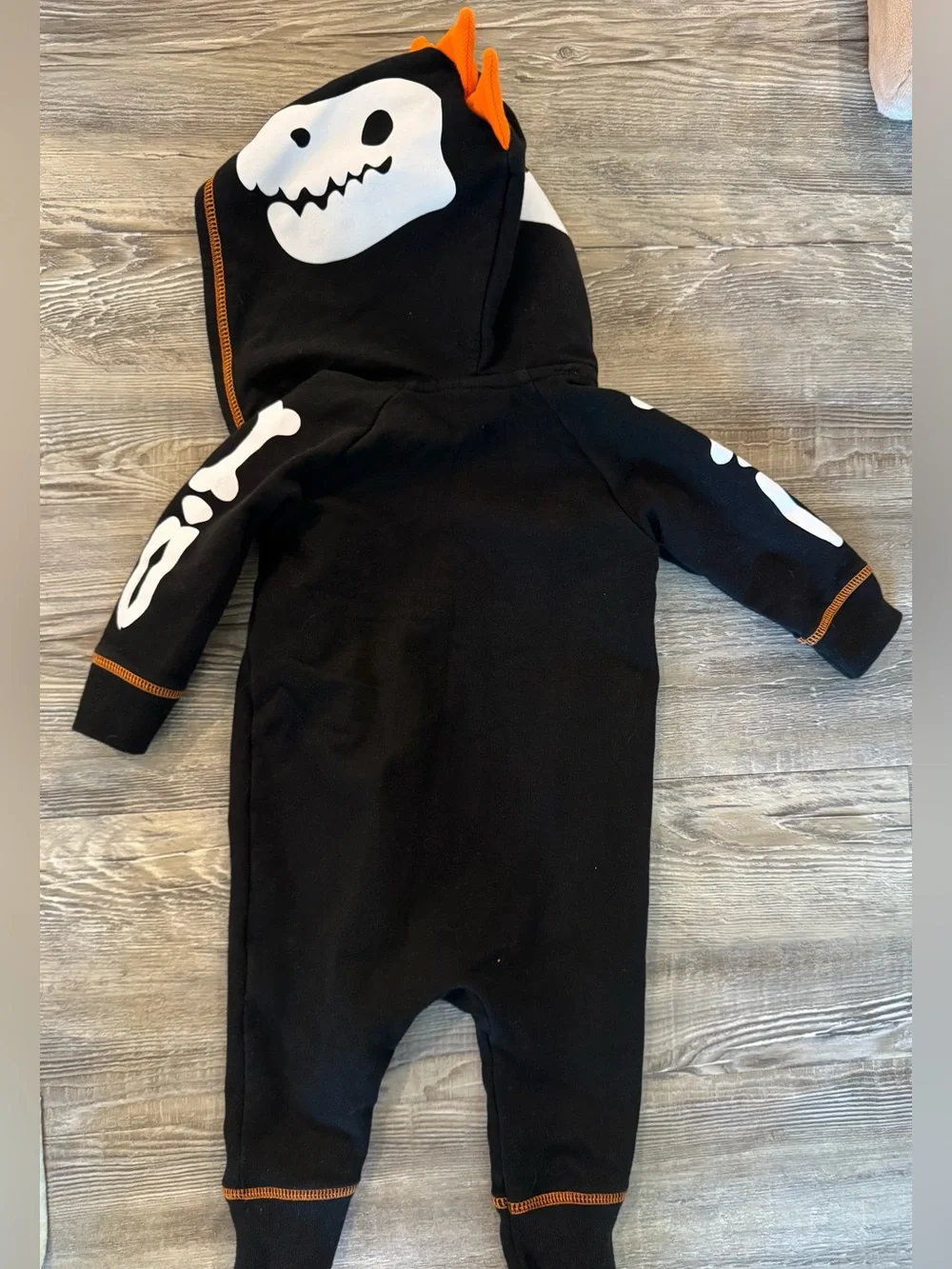 Cat & Jack Black and Orange Dinosaur Bones Hooded One-Piece
